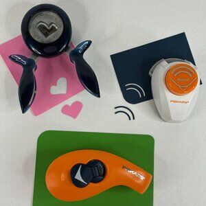 Fiskars Scrapbooking Craft Paper Punches Lot of 3 - Heart Round Corner Accent